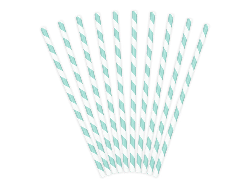 10 pailles bleues ciel en papier - Blue 1st Birthday