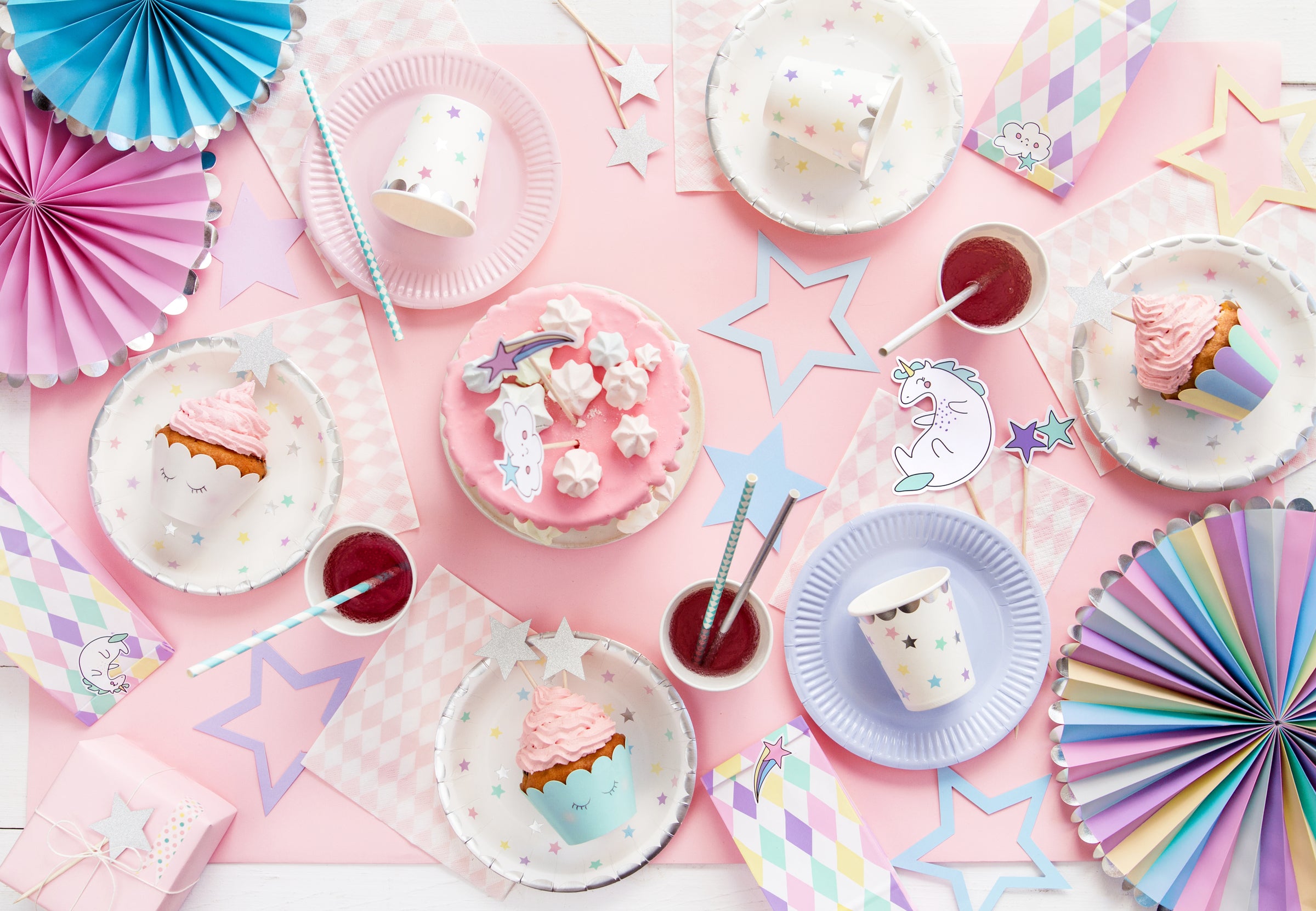 10 pailles bleues ciel en papier - Blue 1st Birthday