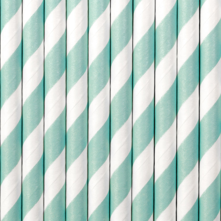 10 pailles bleues ciel en papier - Blue 1st Birthday