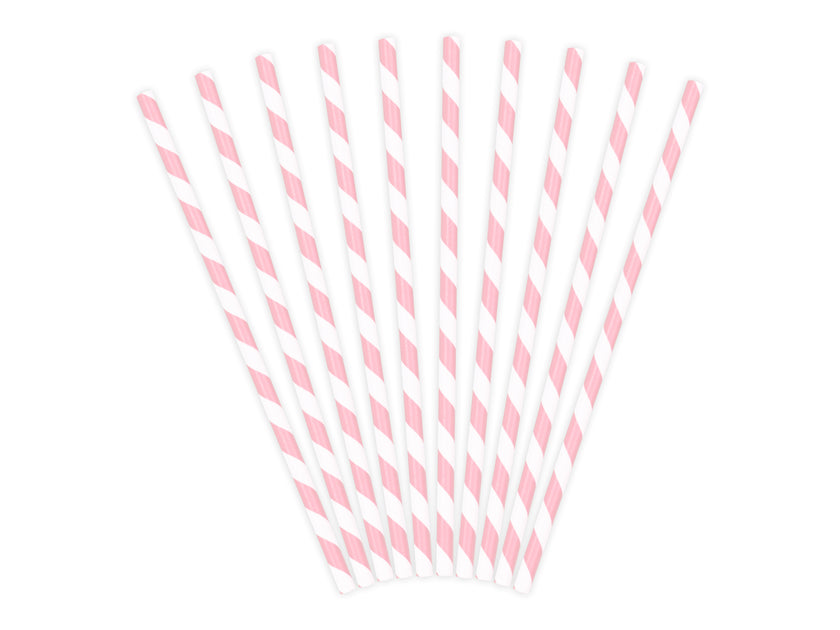 10 pailles roses pastel en papier - Unicorn