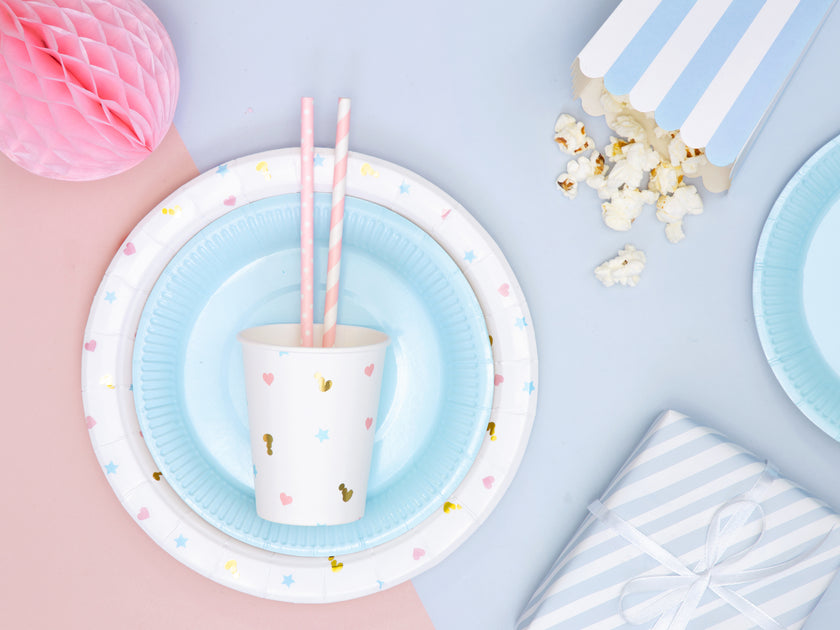 10 pailles roses pastel en papier - Unicorn