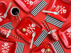 6 assiettes rouges carrées 