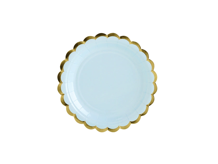 6 assiettes bleues pastel en carton - Yummy