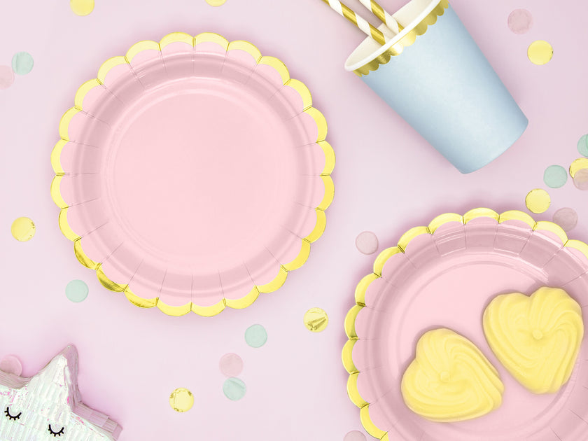 6 assiettes rose pastel en carton - Yummy