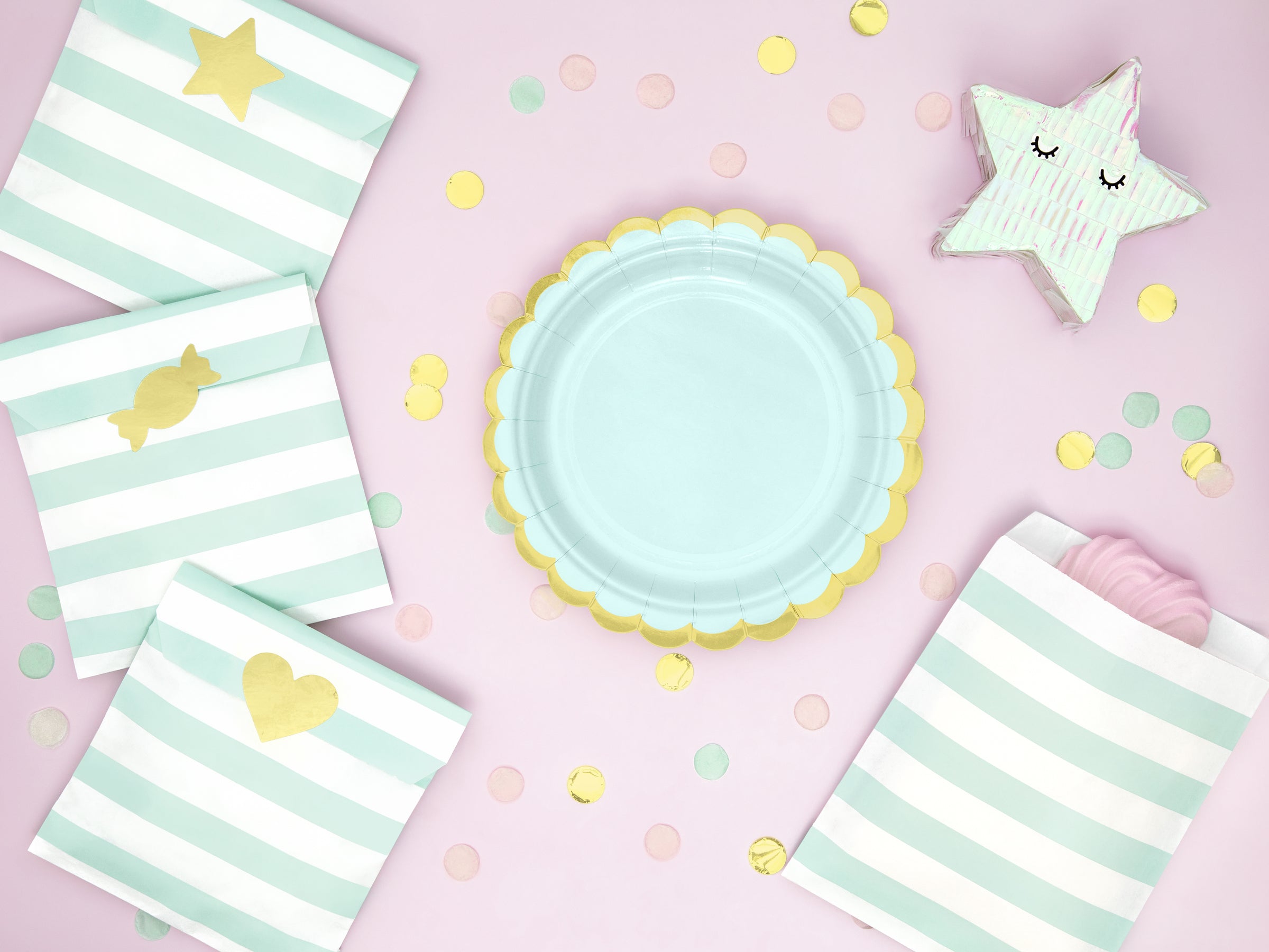 6 assiettes vertes menthe en carton - Yummy