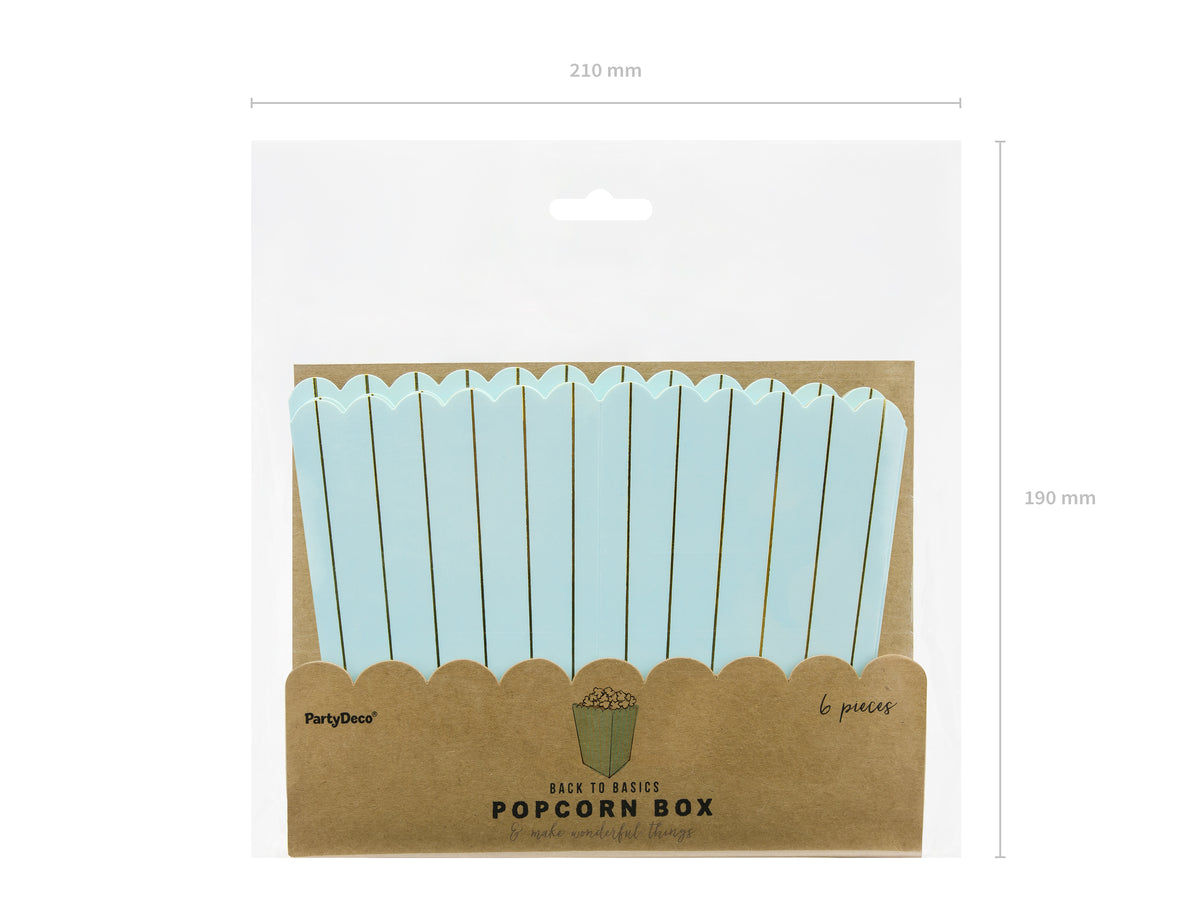 6 boîtes à Popcorn bleues à rayures dorées en carton - Touch of Gold