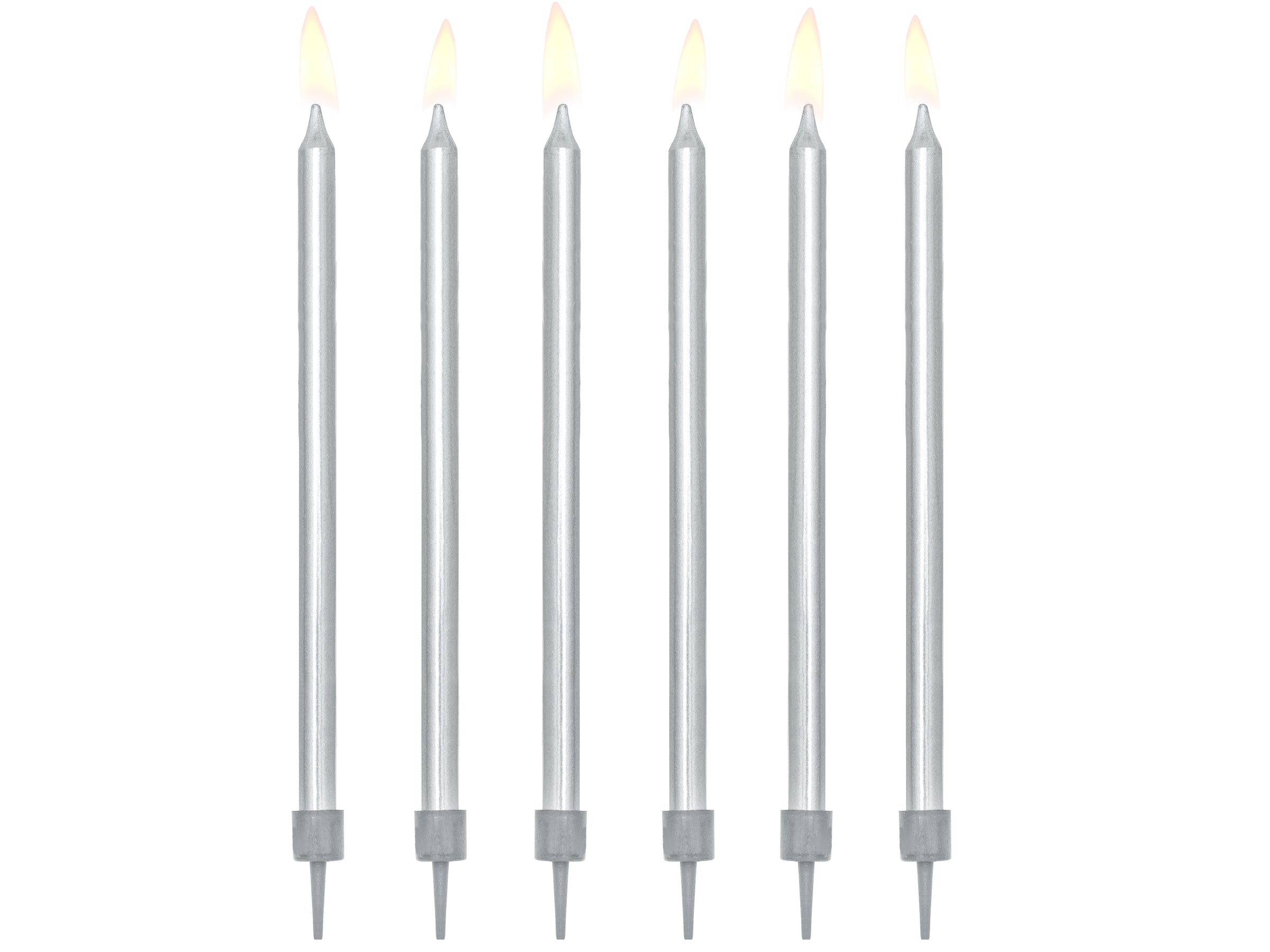 12 bougies d'anniversaire argentées de 12,5 cm
