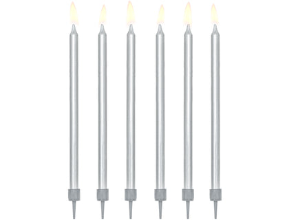 12 bougies d'anniversaire argentées de 12,5 cm