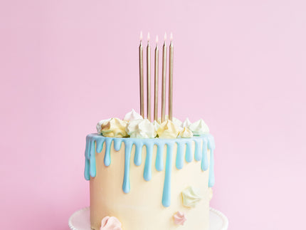 12 bougies d'anniversaire dorées de 12,5 cm