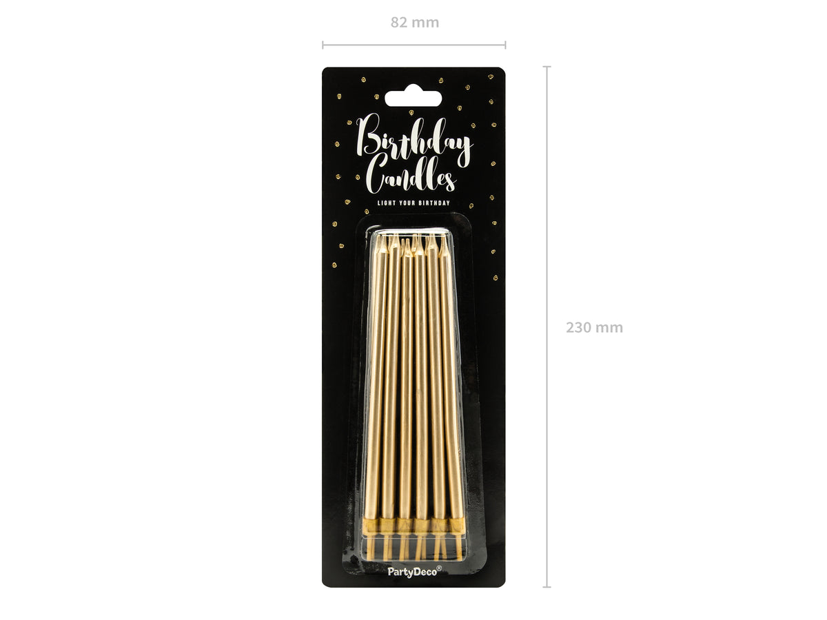 12 bougies d'anniversaire dorées de 12,5 cm