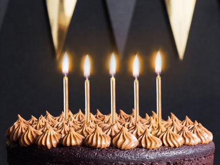 6 bougies d'anniversaire dorées de 6 cm