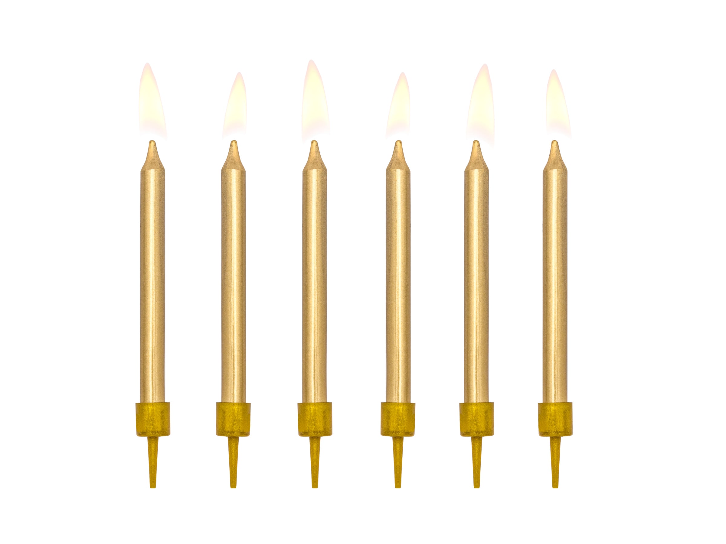 6 bougies d'anniversaire dorées de 6 cm