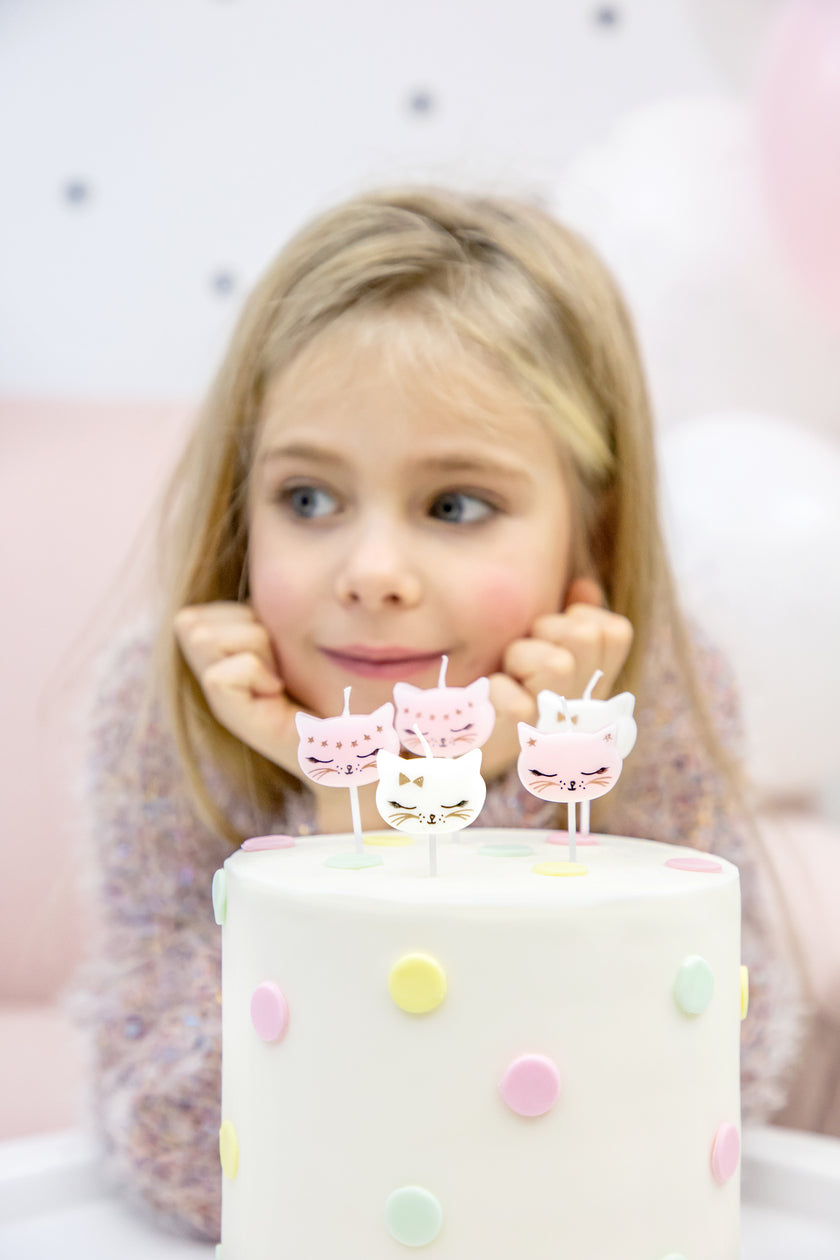 6 bougies d'anniversaire en forme de chat  - Meow Party