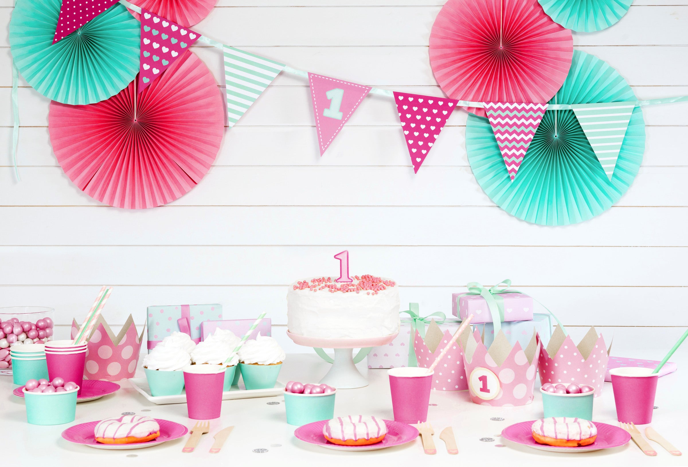 Bougie anniversaire rose chiffre 1