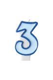 Bougie anniversaire bleu chiffre 3