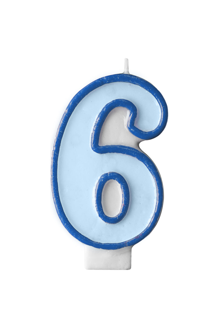 Bougie anniversaire bleu chiffre 6