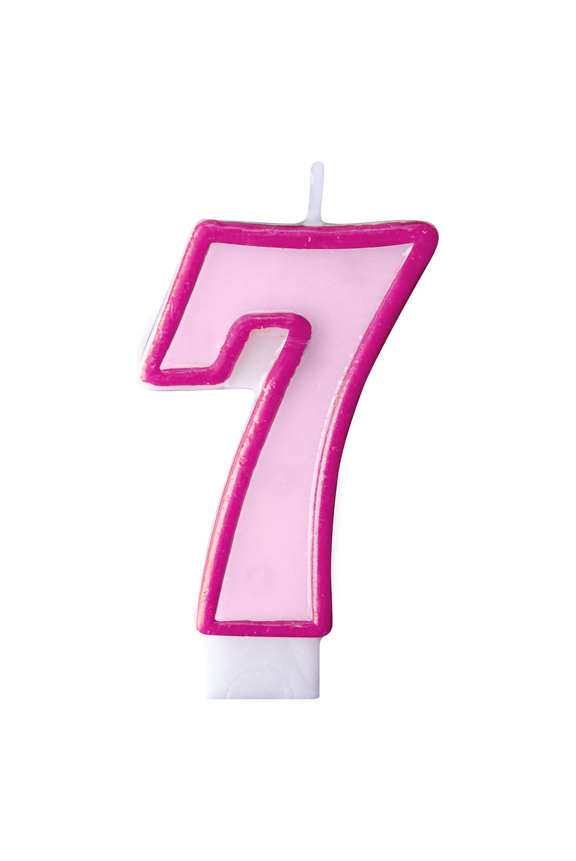Bougie anniversaire rose chiffre 7
