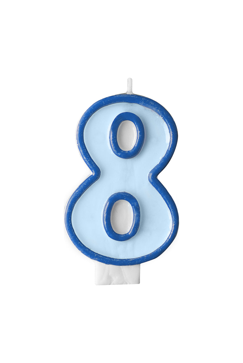 Bougie anniversaire bleu chiffre 8