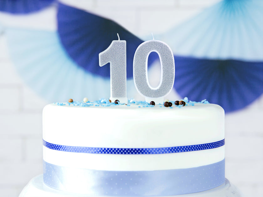 Bougie anniversaire argentée chiffre 0