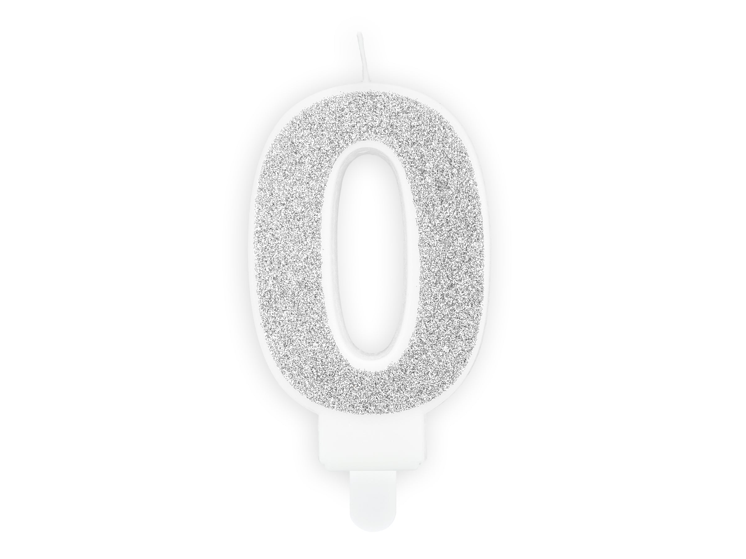Bougie anniversaire argentée chiffre 0