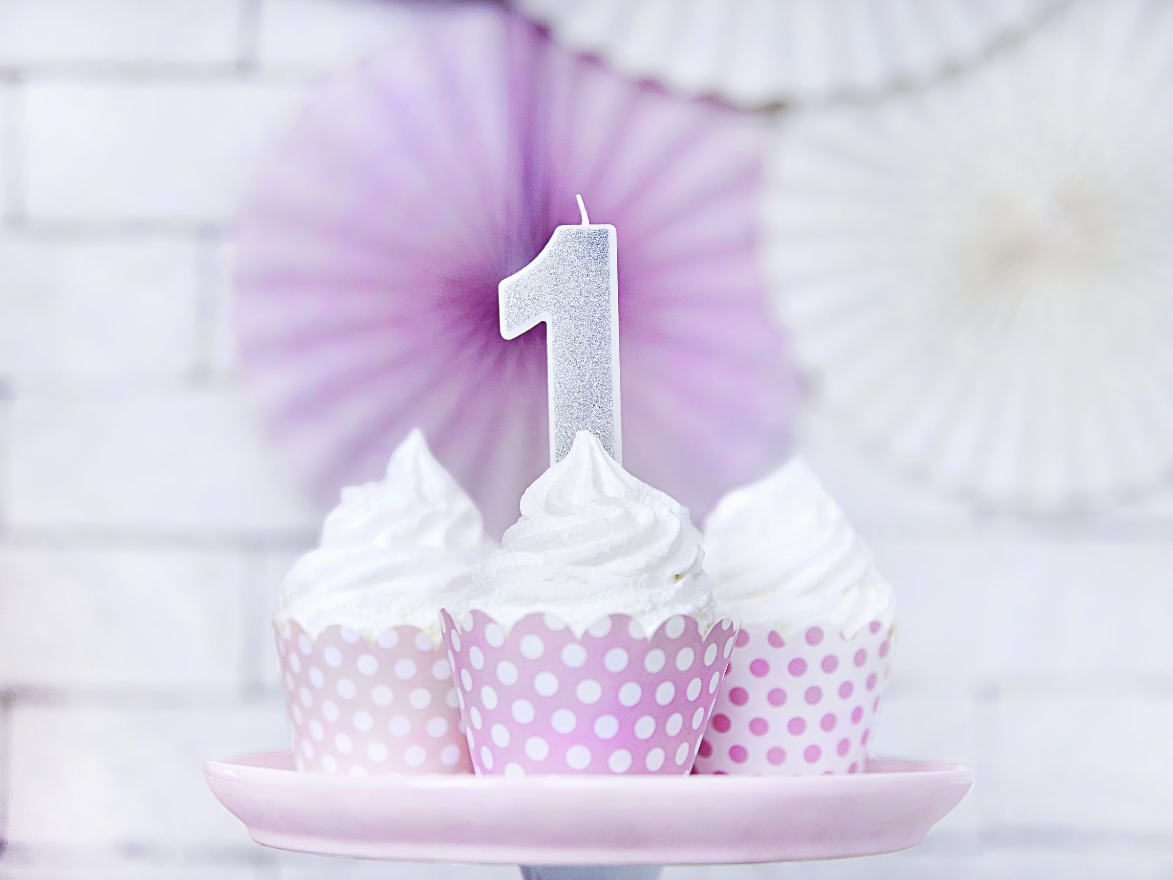Bougie anniversaire argentée chiffre 1
