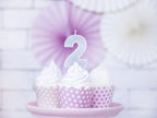 Bougie anniversaire argentée chiffre 2