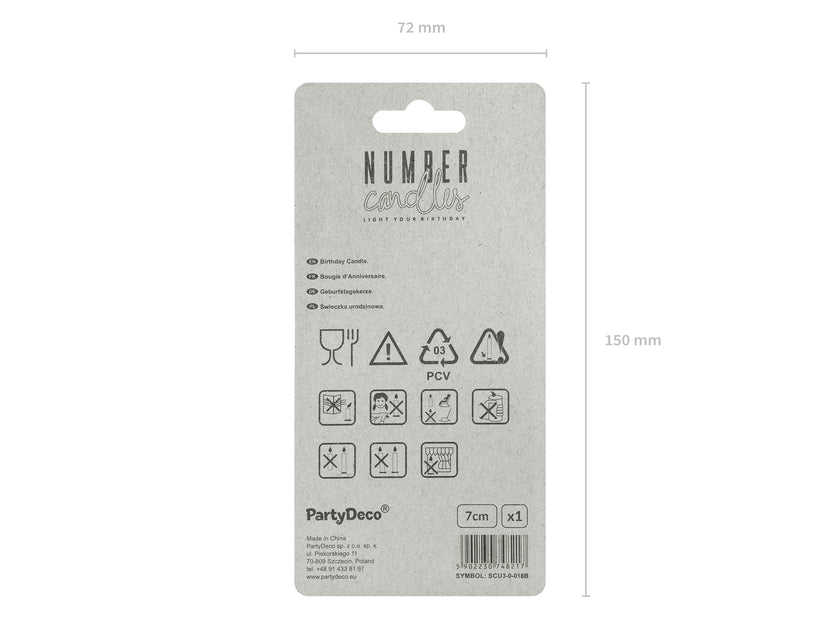 Bougie anniversaire argentée chiffre 2