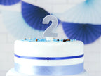Bougie anniversaire argentée chiffre 2