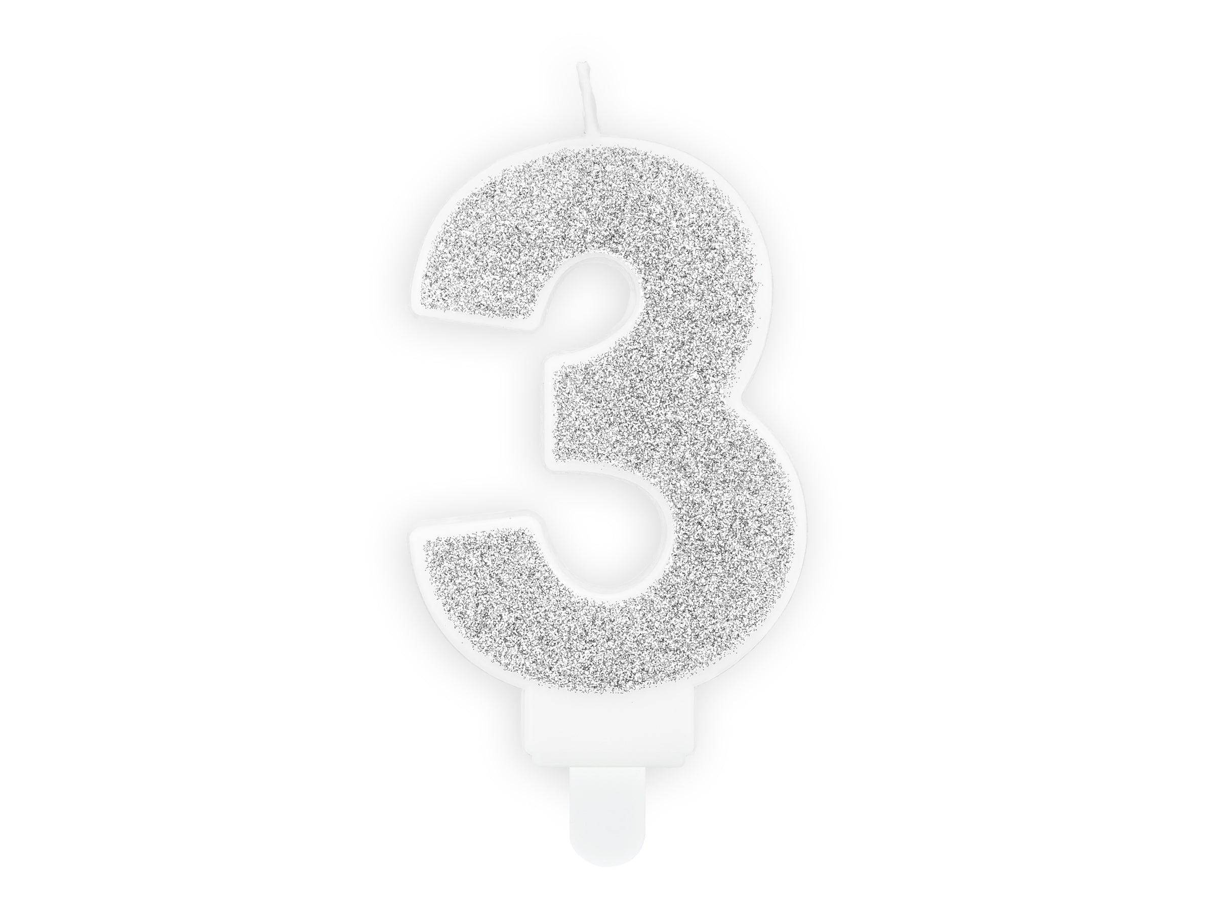 Bougie anniversaire argentée chiffre 3