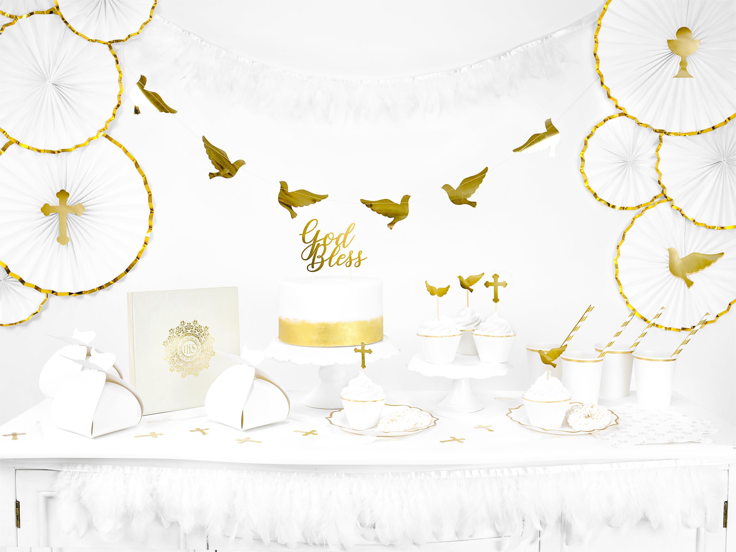 6 assiettes blanches bords dorés en carton - Wedding in rose colour
