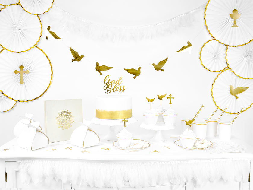6 assiettes blanches bords dorés en carton - Wedding in rose colour