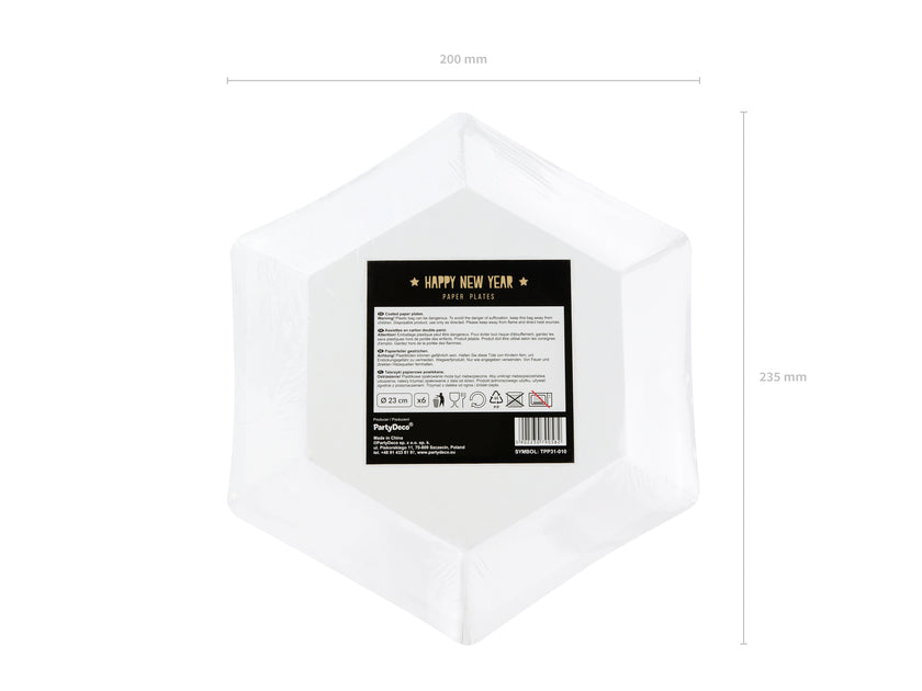 6 assiettes pentagonales noires bords dorés en carton - Gold 30th Birthday