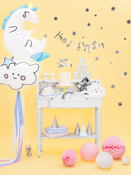 6 assiettes argentées en forme d'étoile en carton - Princess Party