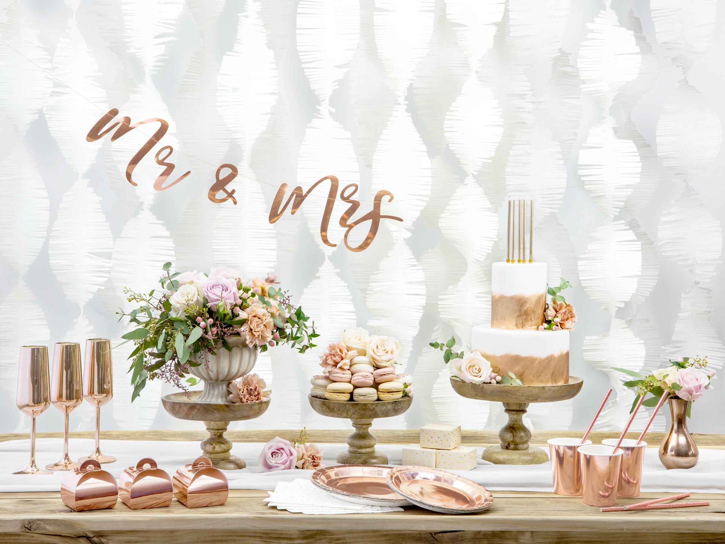 6 assiettes rose gold de 23 cm en carton - Vintage Birthday