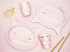 6 assiettes roses en forme de chat en carton - Meow Party