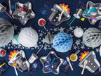 6 assiettes argentées en forme de fusée en carton - Space Party