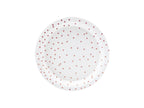 6 assiettes blanches à pois rose gold en carton - Polka Dots Collection