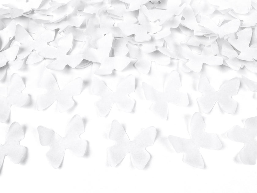 Canon à confettis papillons blancs de 40 cm