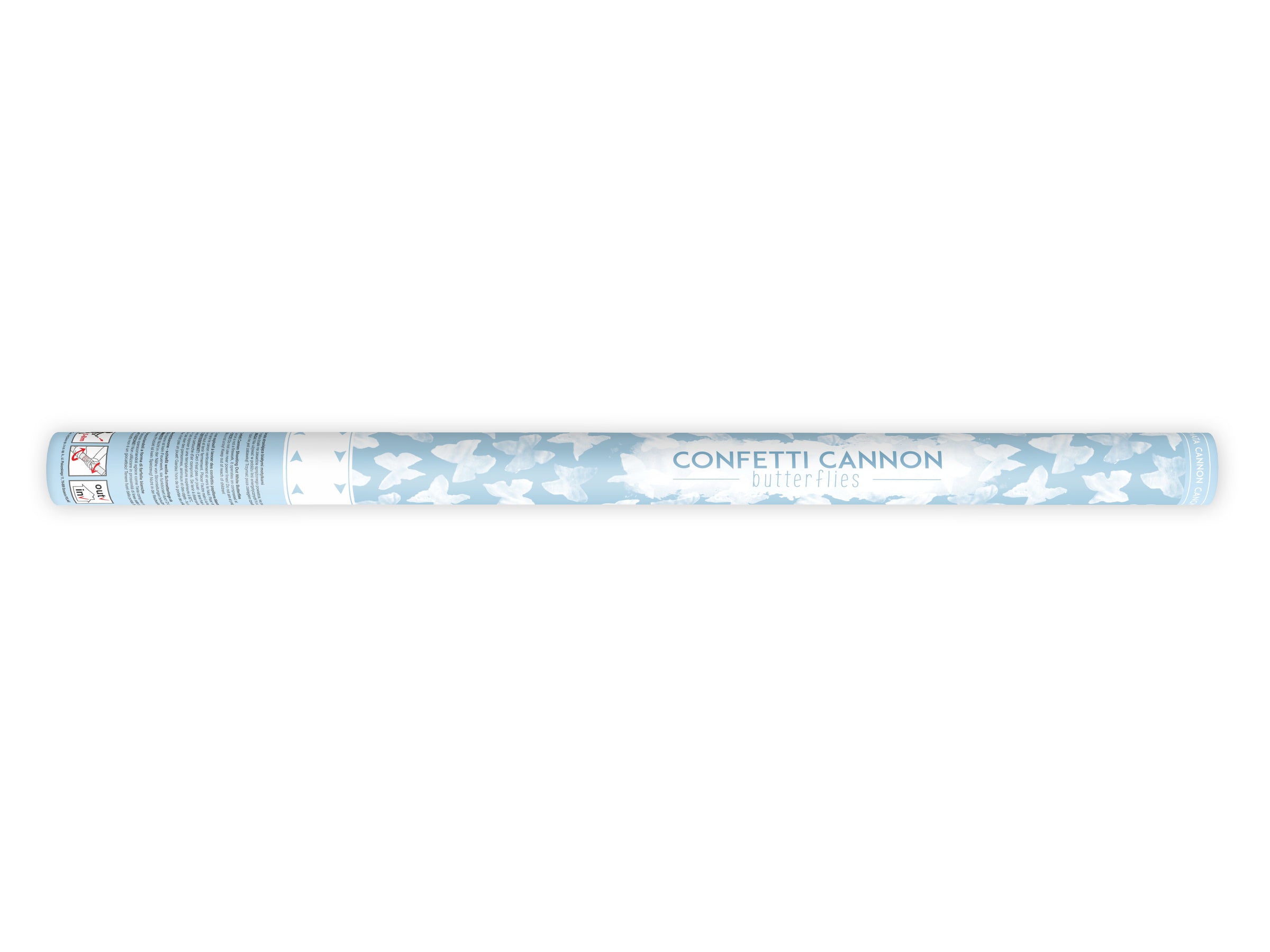 Canon à confettis papillons blancs de 80 cm