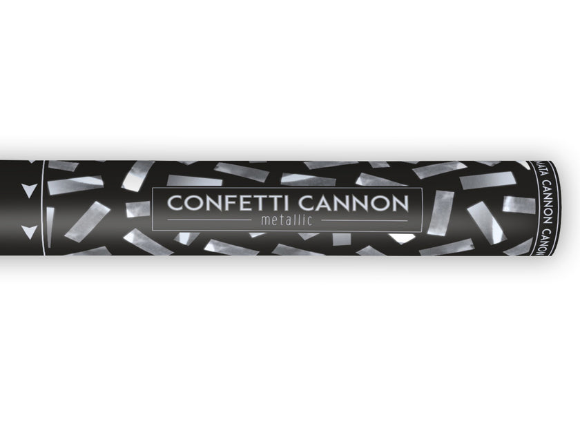 Canon à confettis rectangle argenté de 40 cm