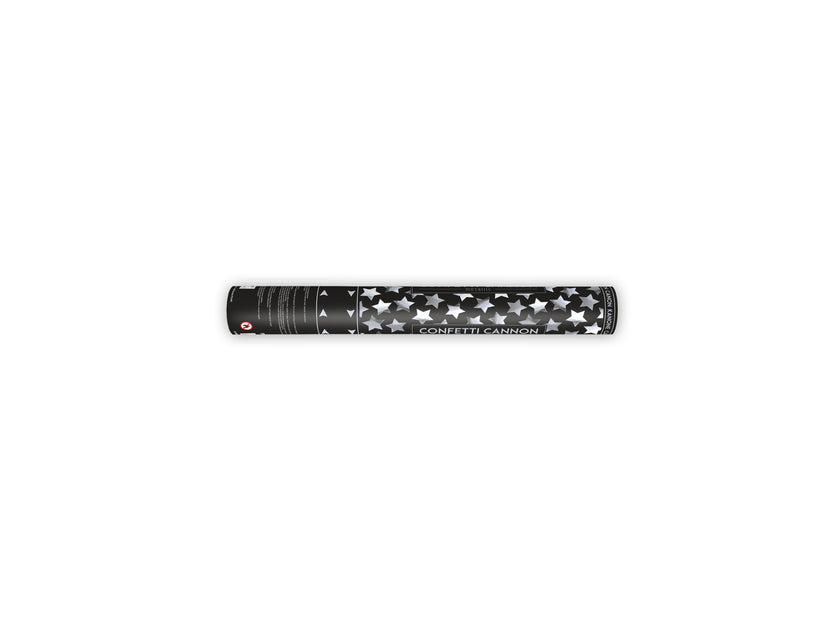 Canon à confettis étoiles argentées de 40 cm