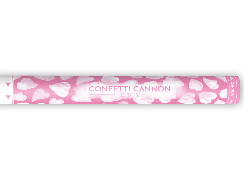 Canon à confettis coeurs blancs de 60 cm