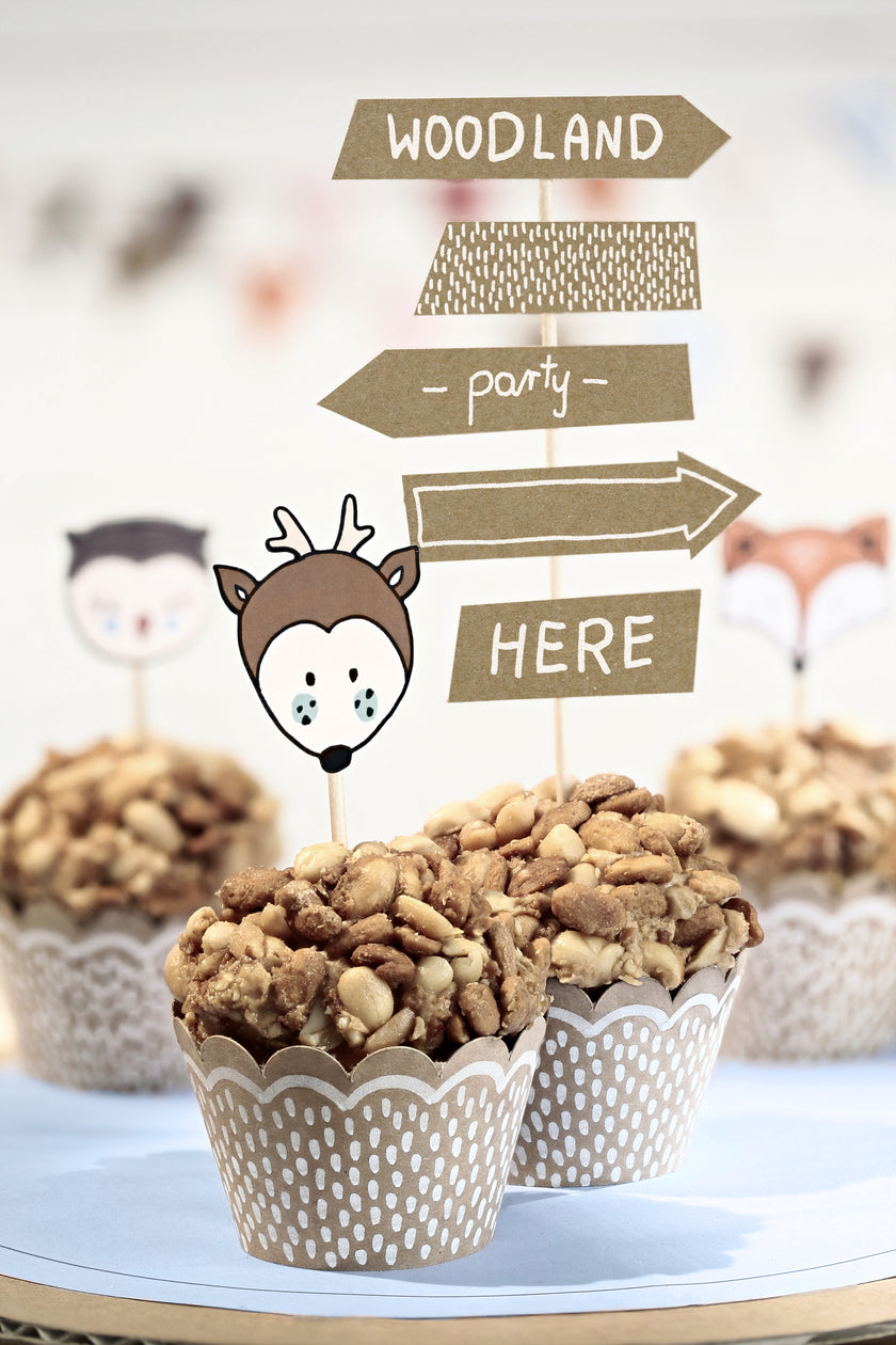 6 moules à cupcakes en papier Kraft - Woodland