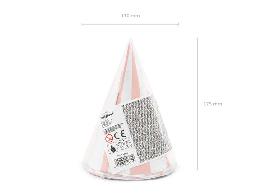 6 chapeaux à rayures en carton - Meow Party