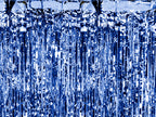 Rideau à franges couleur bleu métalisé