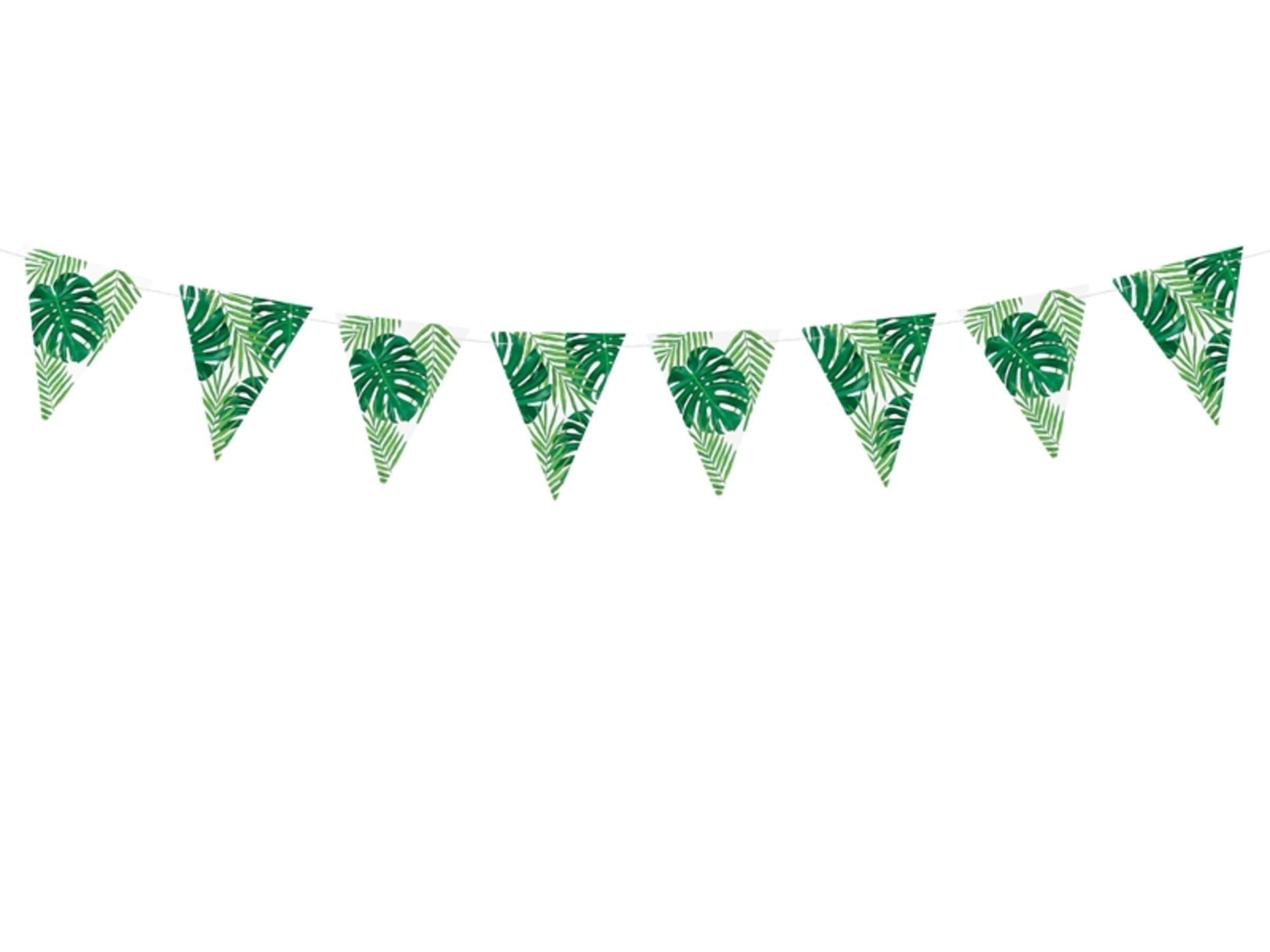 Guirlande fanions motifs feuilles vertes en papier - Aloha