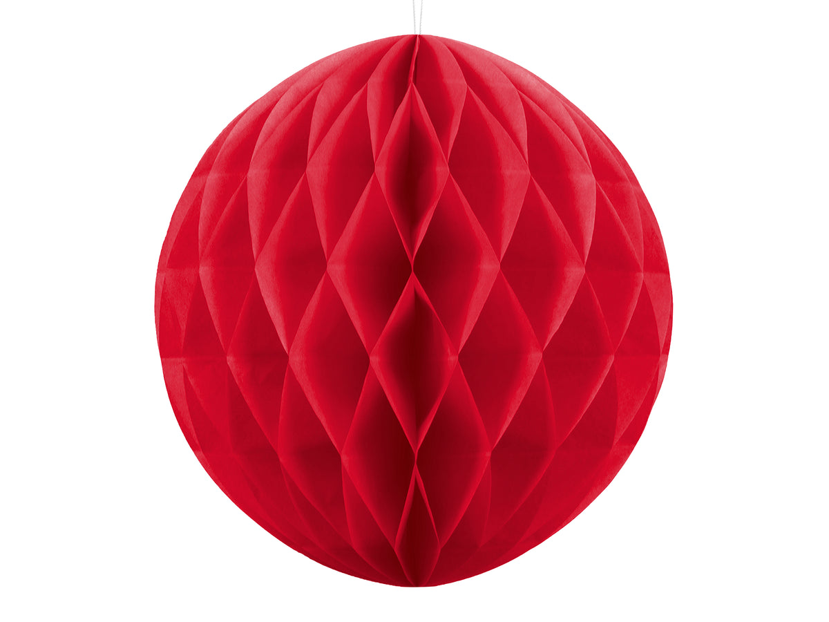 Boule rouge de 20 cm en nid d'abeille