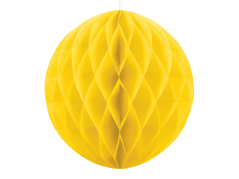 Boule jaune de 20 cm en nid d'abeille