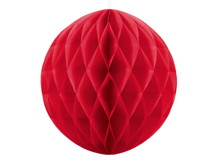 Boule rouge de 40 cm en nid d'abeille