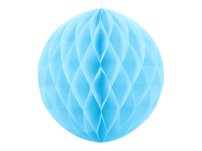 Boule bleue ciel de 40 cm en nid d'abeille